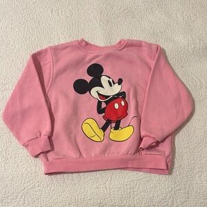 EUC H&M Pink Mickey Mouse Kids Sweatshirt Size 3/4T